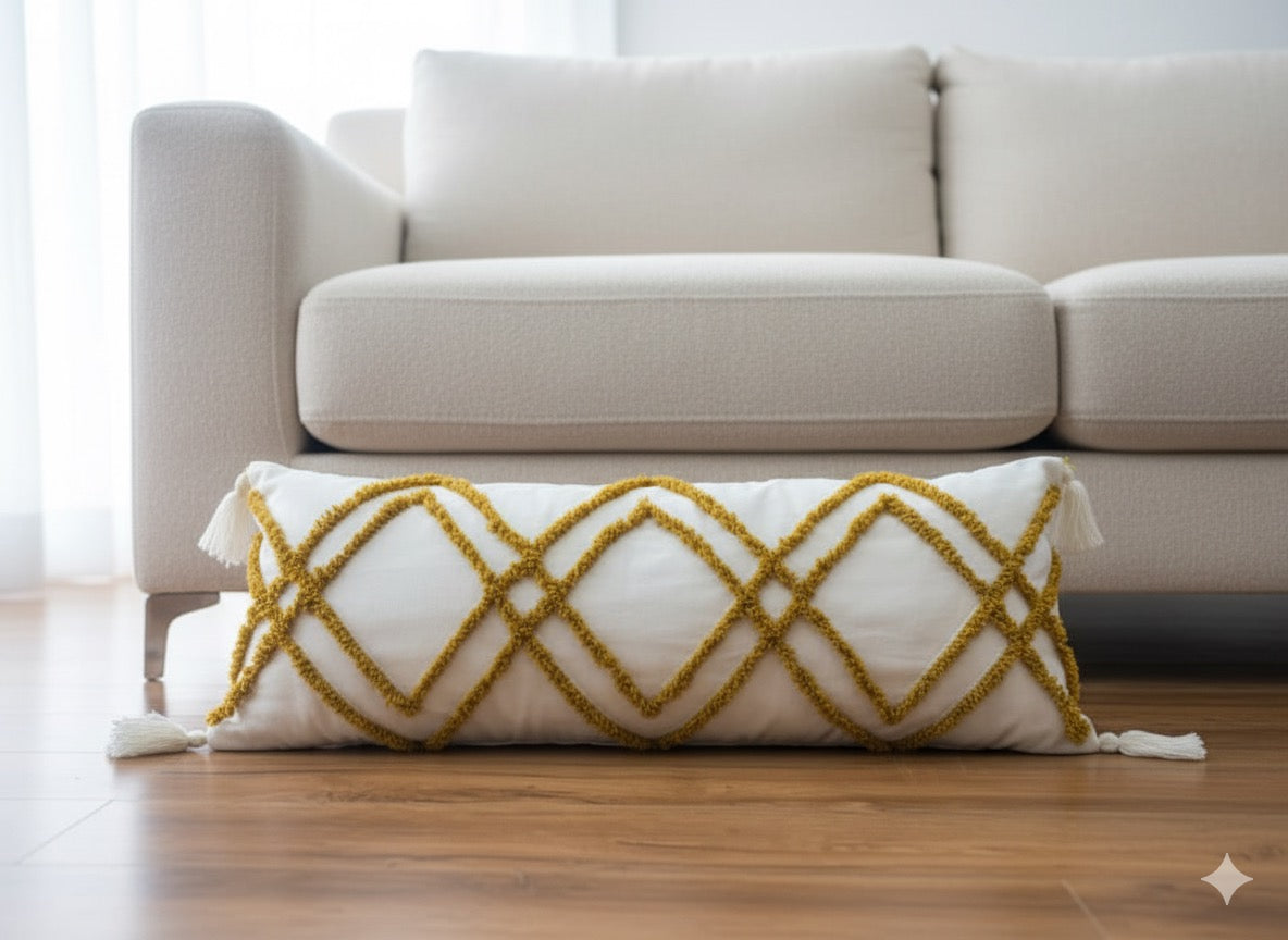 Mustard Zigzag Lumbar Cushion
