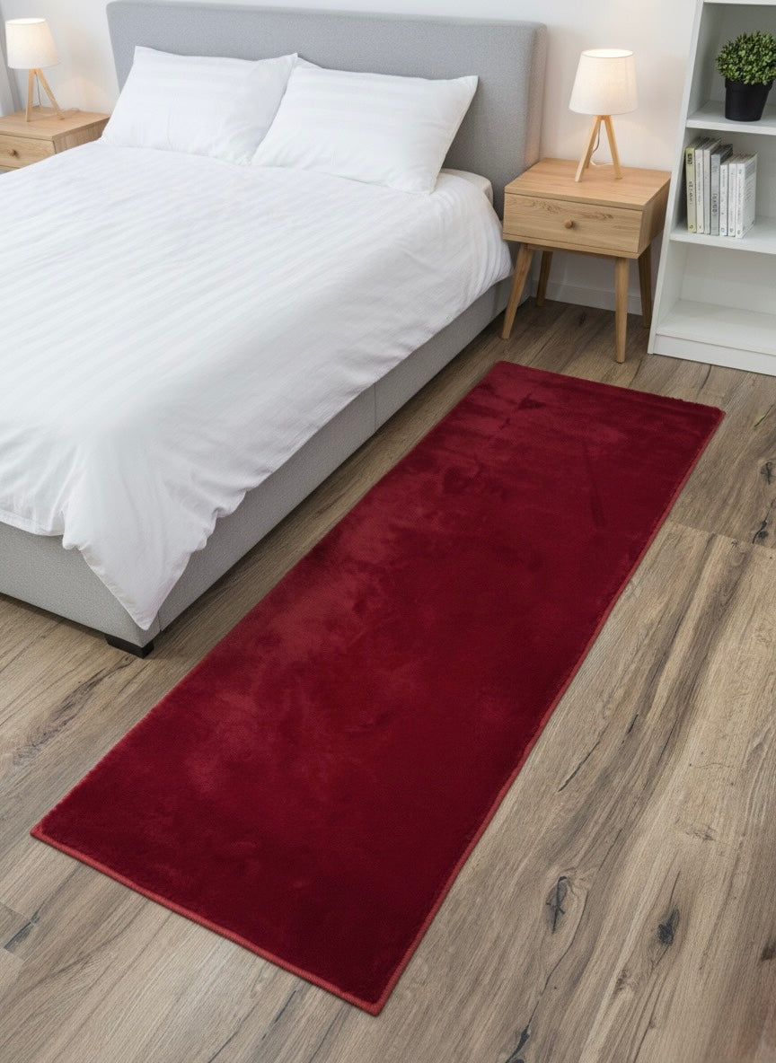 Red Rabbit Fur Bedside Runner