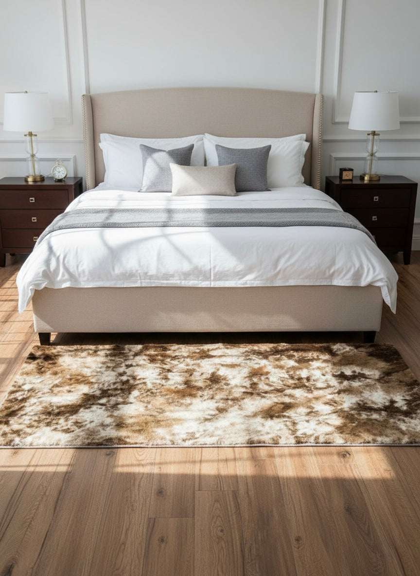 Textured Brown Rabbit Fur Rug 3*5