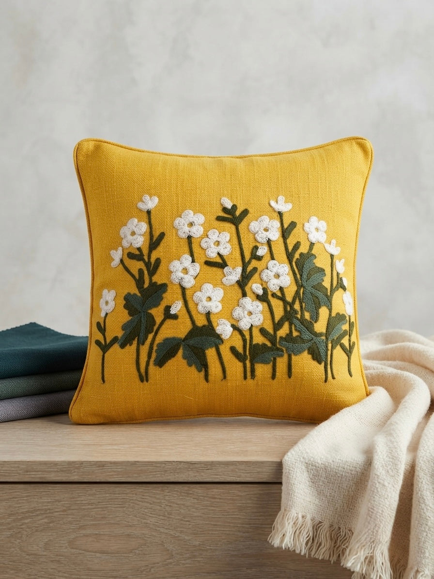 Mustard Royal Embroidered Cushion Cover