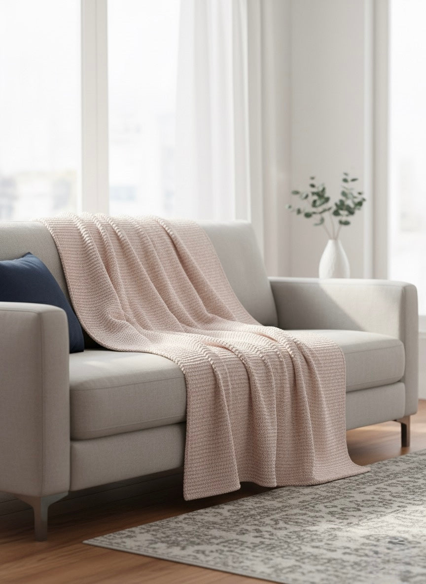 Knitted Baby Pink throw