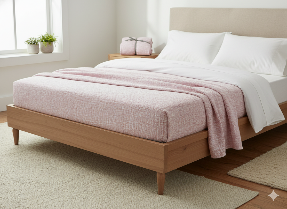 Slub Pink Cotton Bedsheet