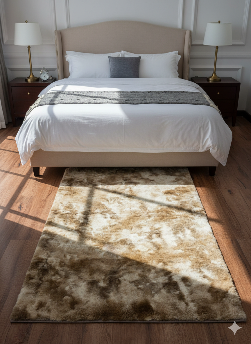 Textured Beige Rabbit Fur Rug 3*5