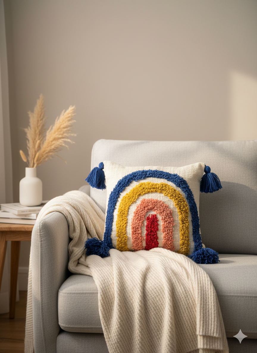 Rainbow Tufted Cushion Cover 12*12