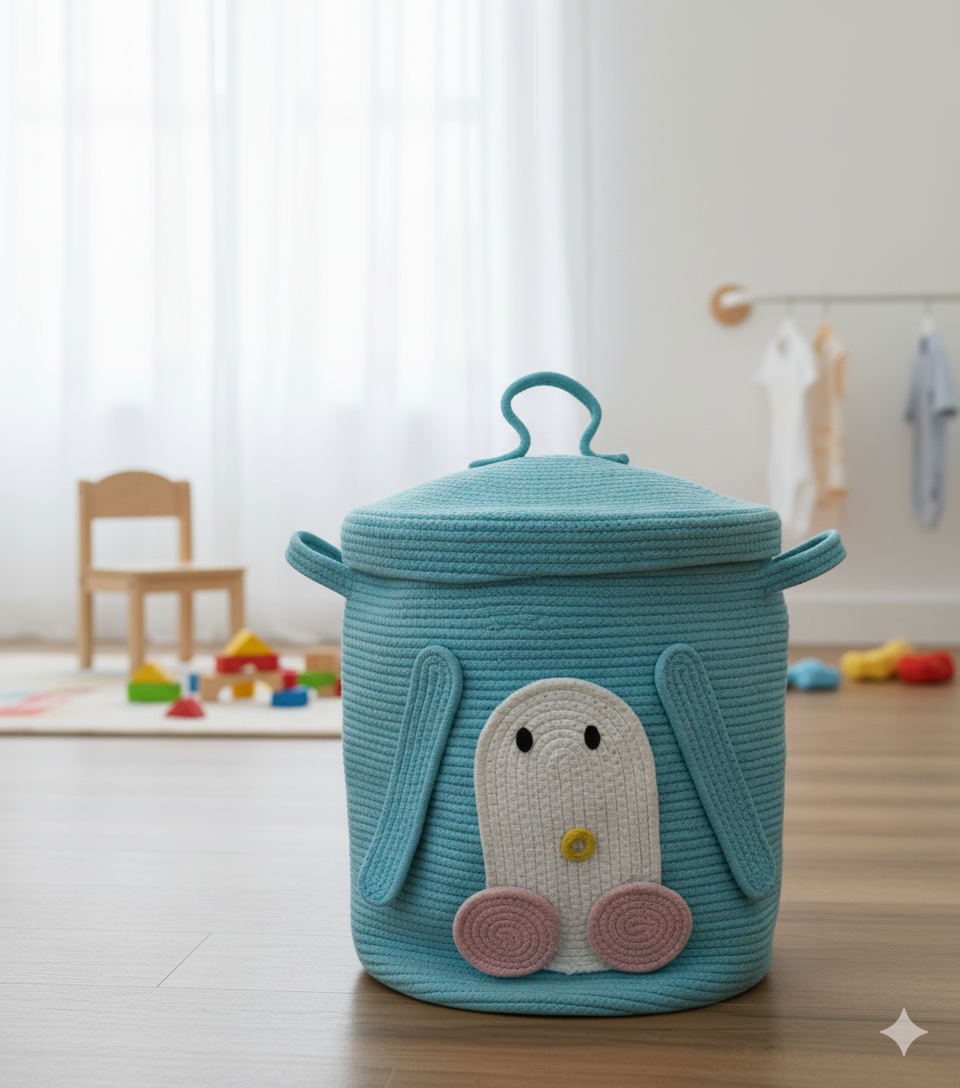 Penguin Cotton Rope Laundry Basket