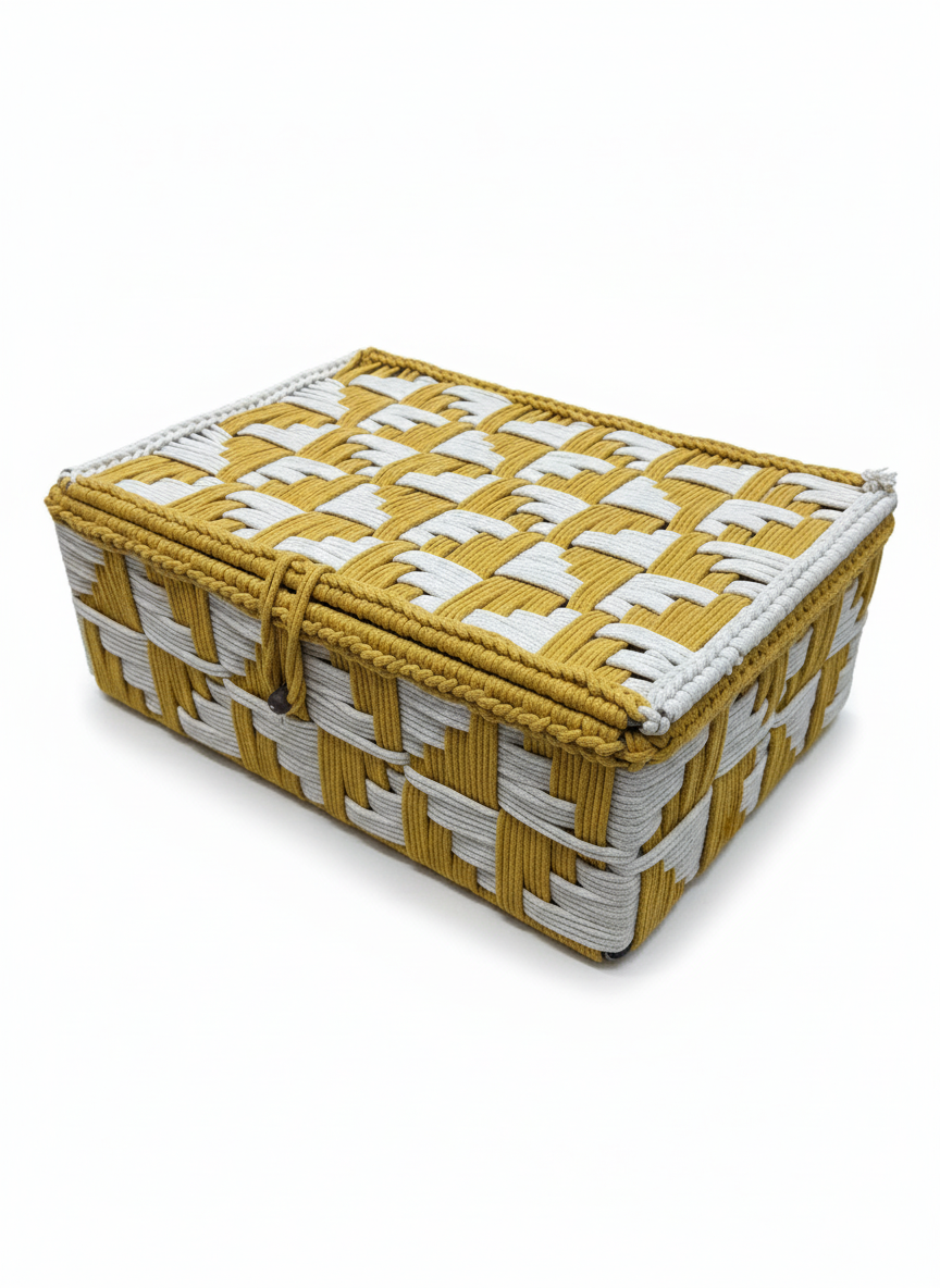 Mustard Macramé Organizer Basket