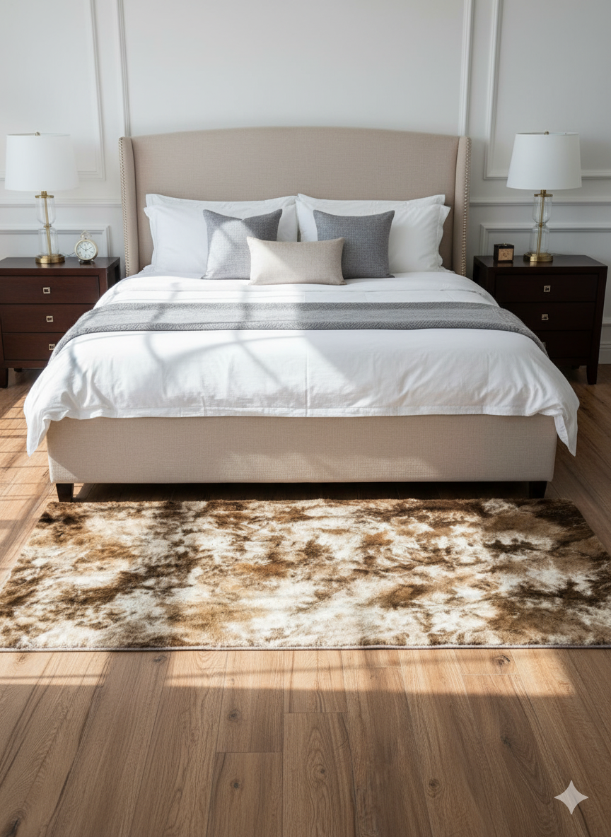 Textured Brown Rabbit Fur Rug 3*5