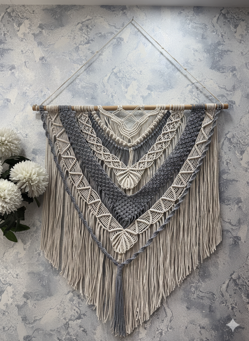 Grey & White Wall Hanging 3 Feet Wide