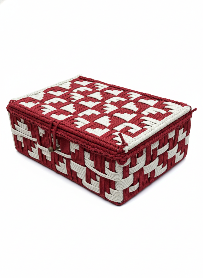 Red Macrame Organizer Basket