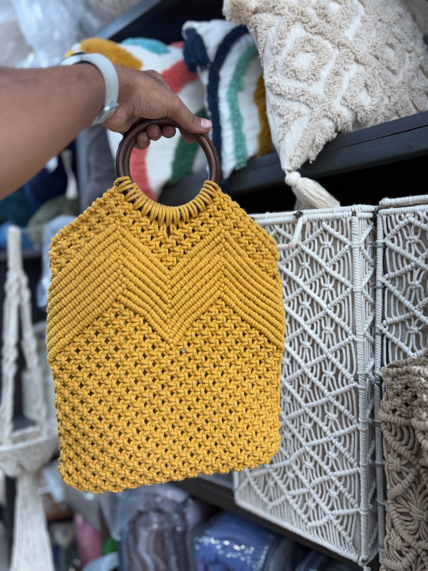 Mustard Macrame Handbag