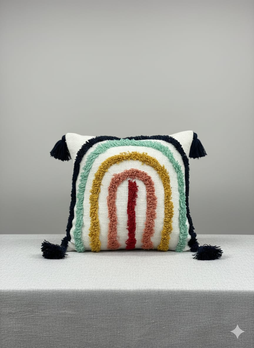 Rainbow Tufted Cushion Cover