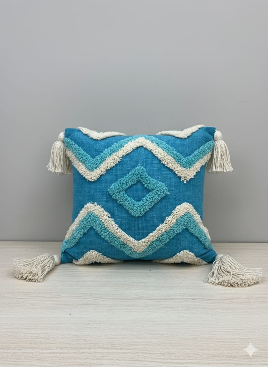 Blue Eye Tufted Cushion Cover