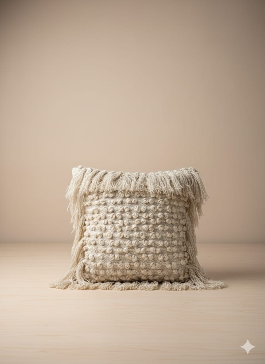 Bubble White Boho Cushion Cover