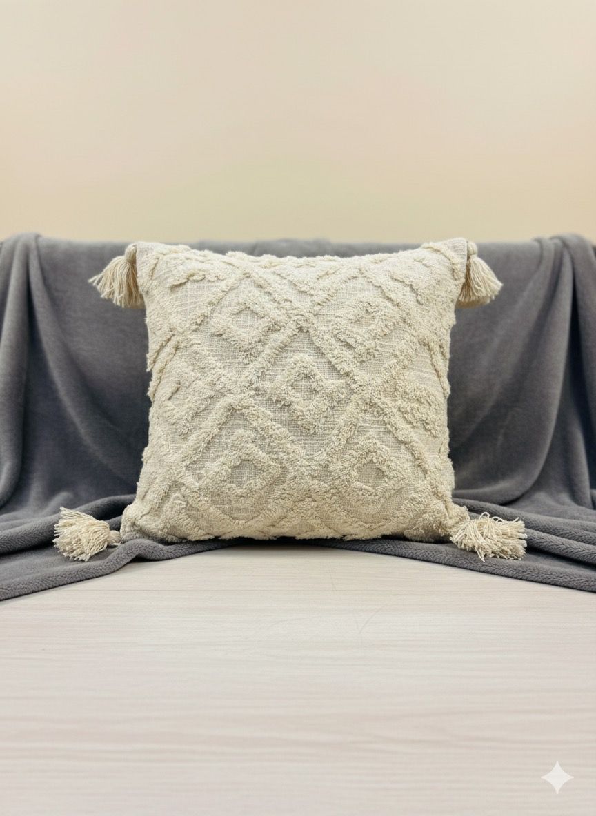 White Tufted Cushion Cover