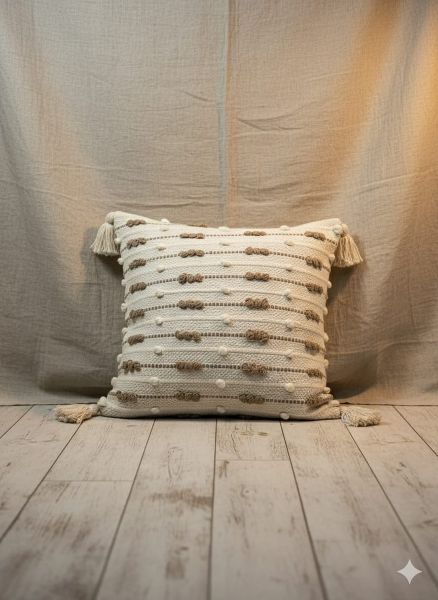 Beige Dot Boho Cushion Cover
