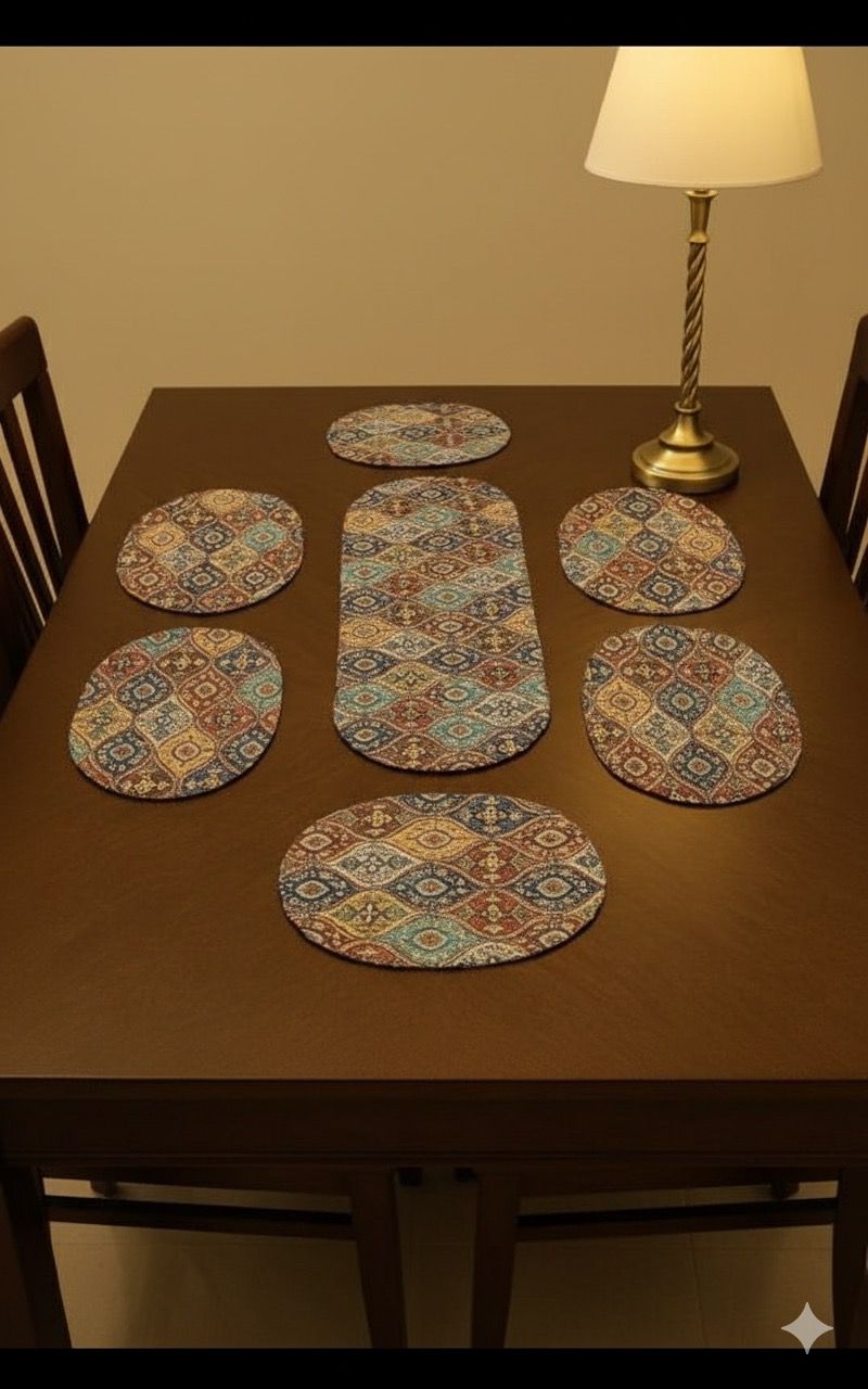 Diamond Dining Set – 1 Table Runner & 6 Placemats