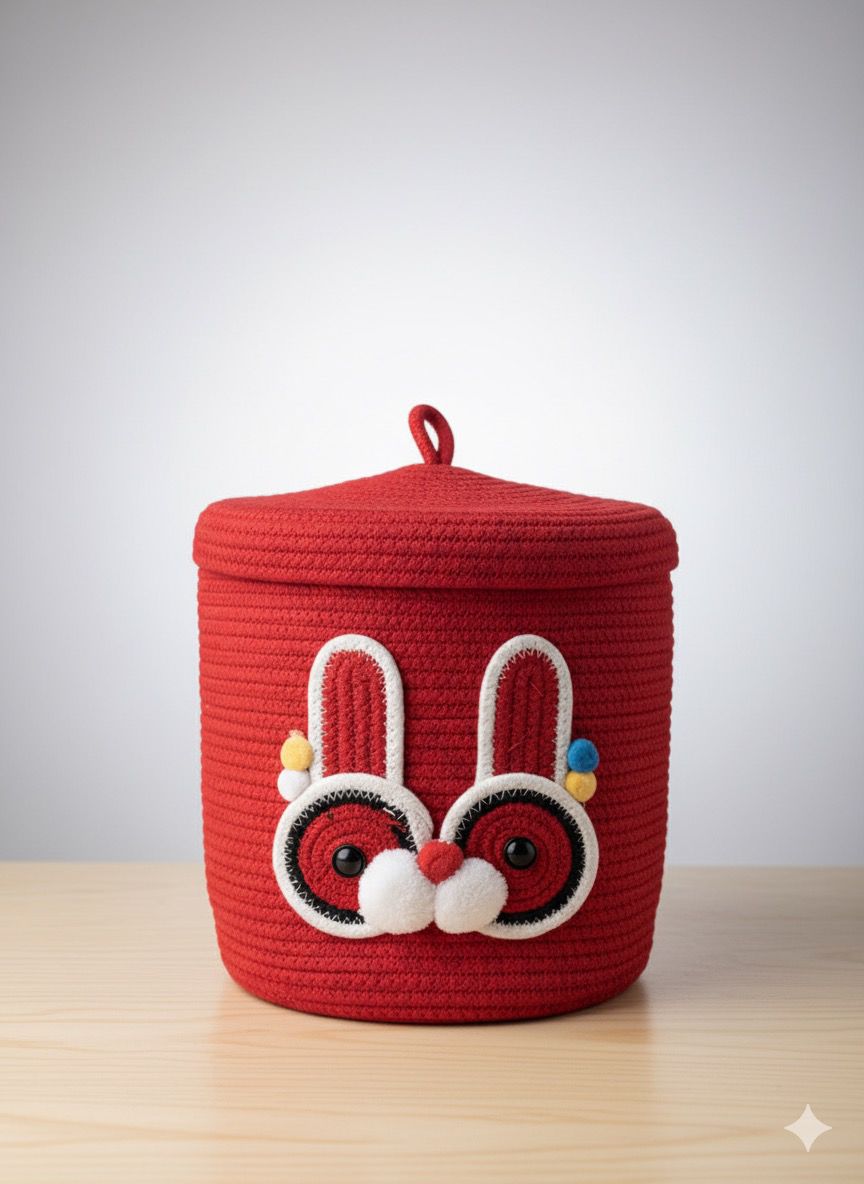 Red Bunny Animal Organizer Basket β 10x10 Inches