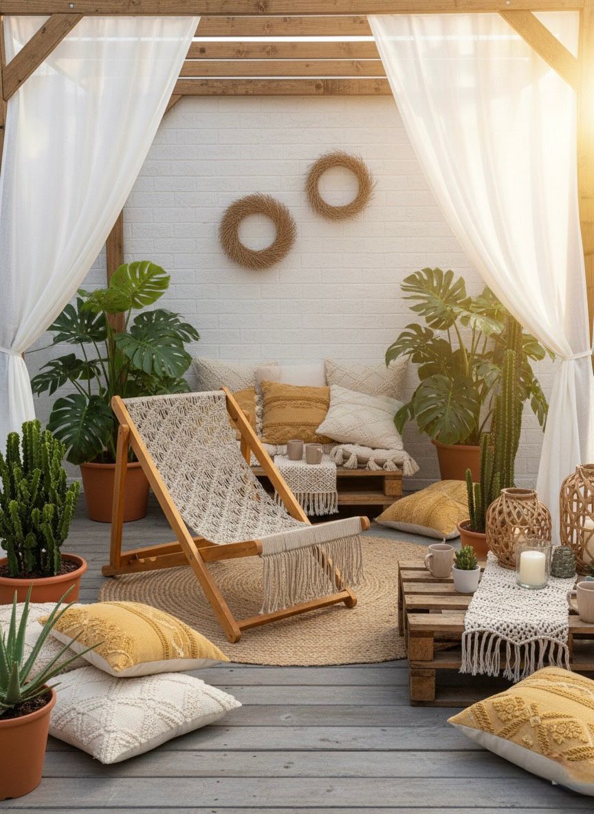 Beige Macrame Relax Chair