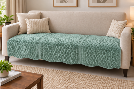Sage Pebble Quilted Sofa Cover (36 inches width)
