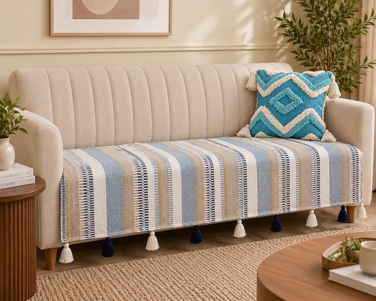 Nordic Stripes Tassel Sofa Cover