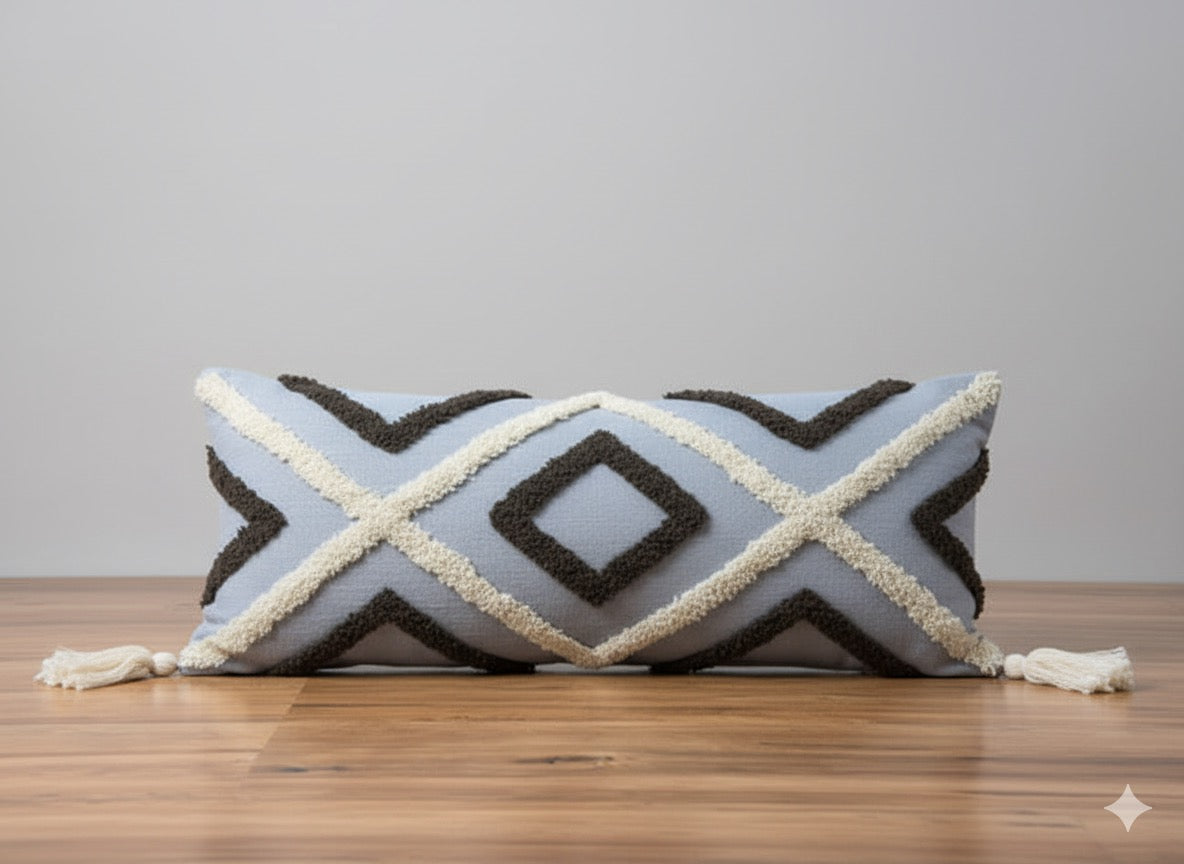 Grey Navy Lumbar Cushion