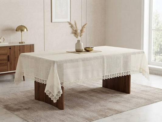 Classic Heritage Off-white Lace Dining Table Cover (60*90 inches)