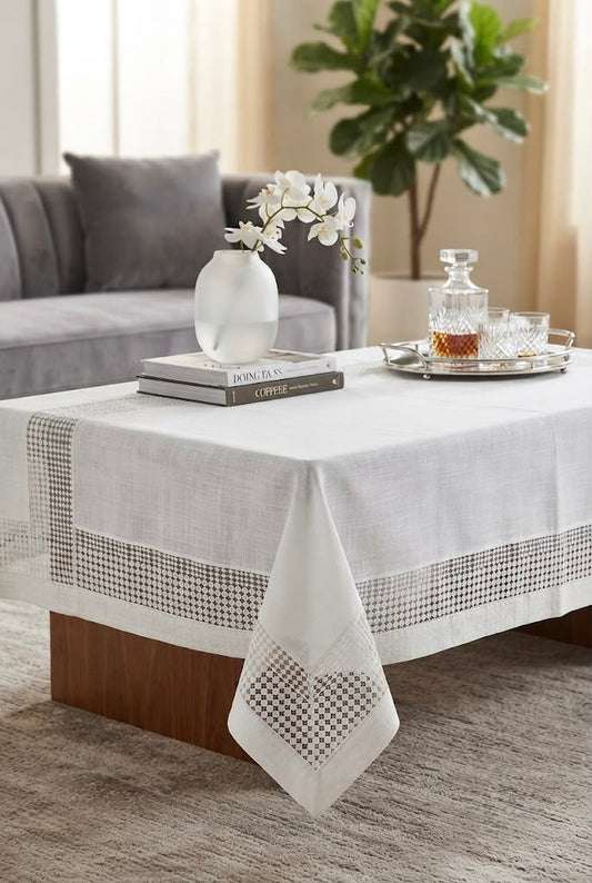 Elegance Off-White Weave Table Cover (40*60 inches)