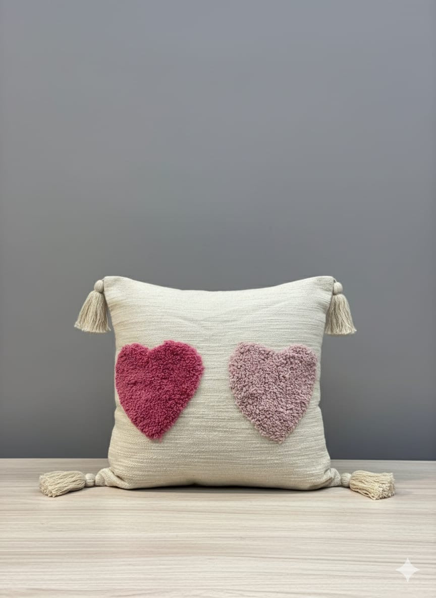 Heart Tufted Cushion Cover