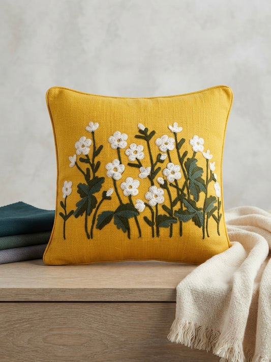 Mustard Royal Embroidered Cushion Cover