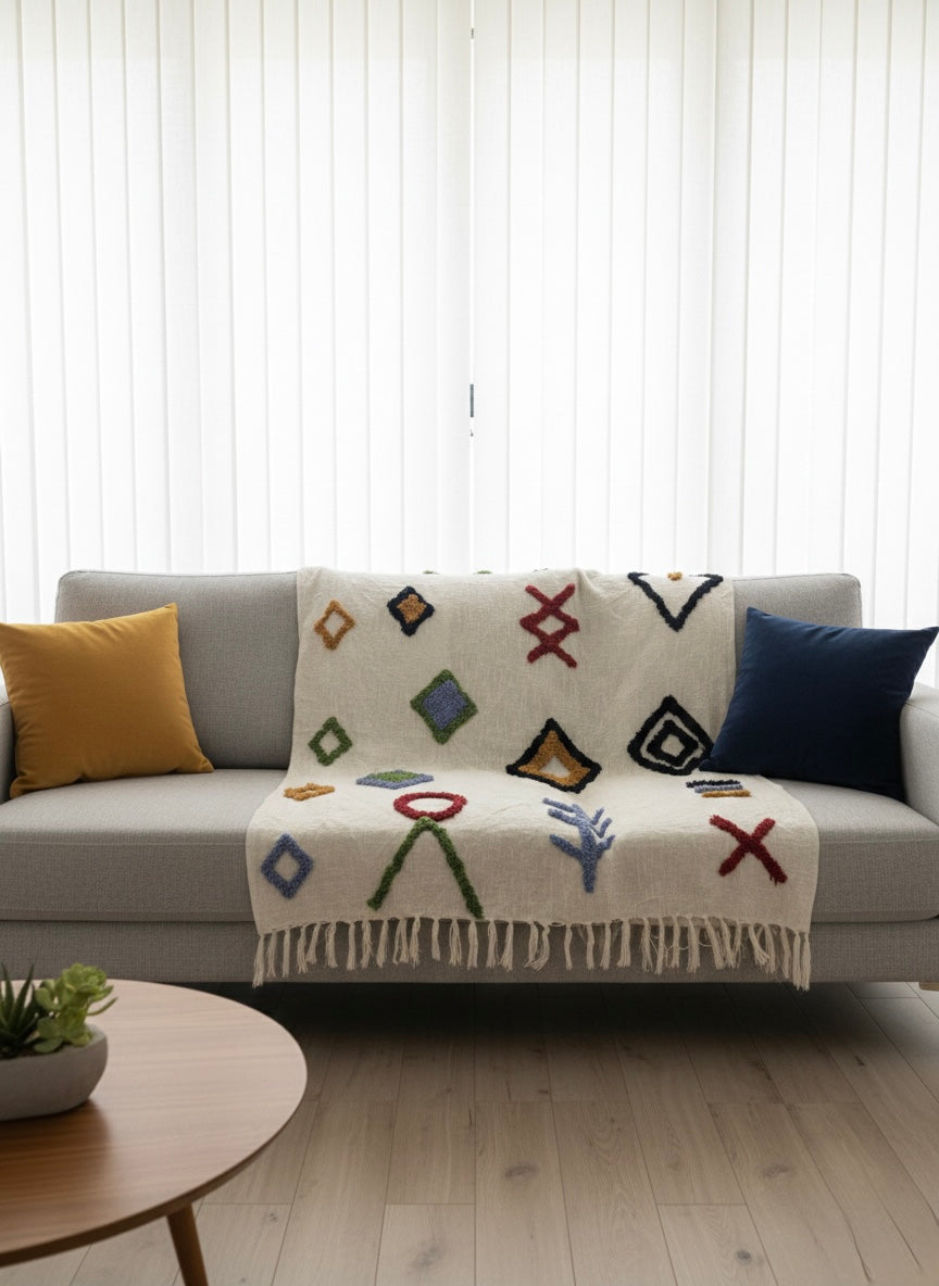 Abstract Art Tufted Sofa Throw