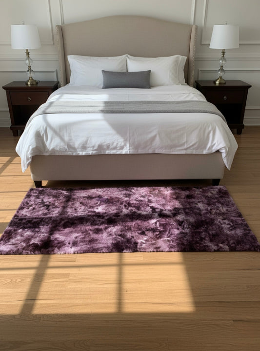 Textured Purple Rabbit Fur Rug 4*6
