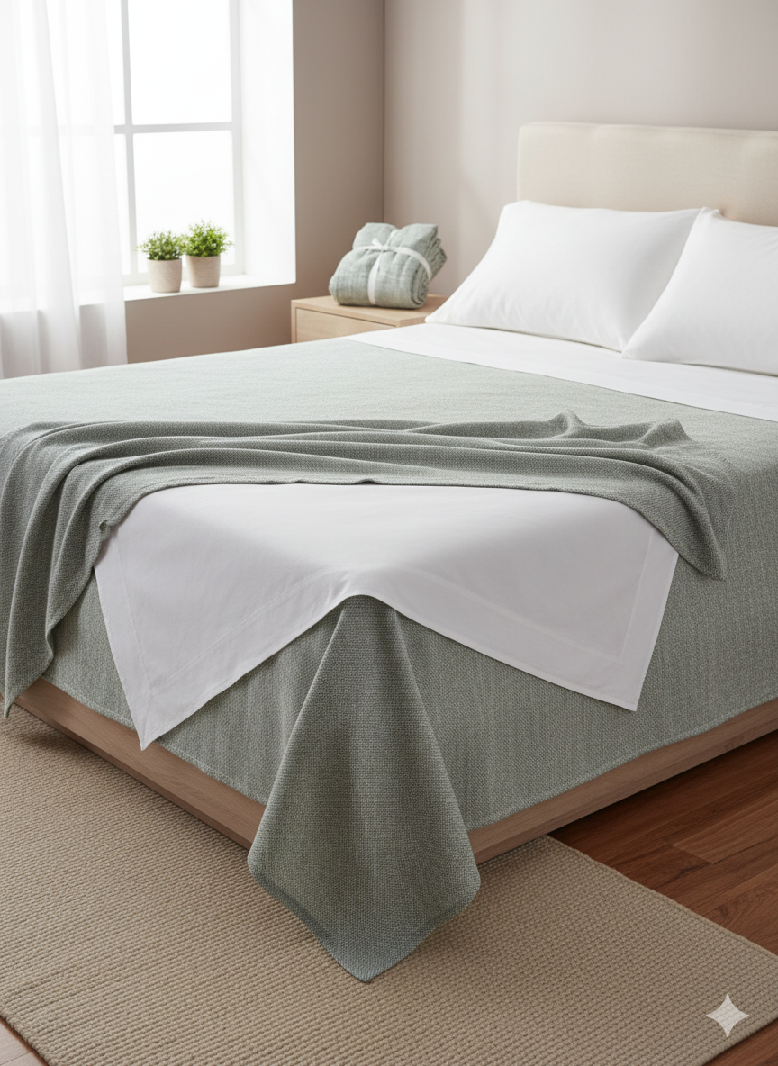 Slub Mint Green Cotton Bedsheet