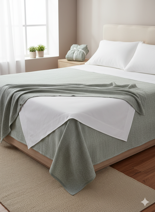 Slub Mint Green Cotton Bedsheet