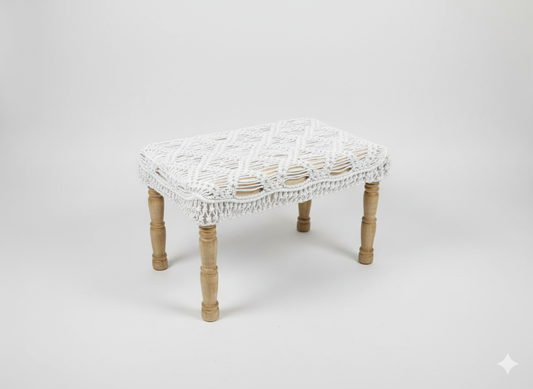 2 ft White Macrame Bench