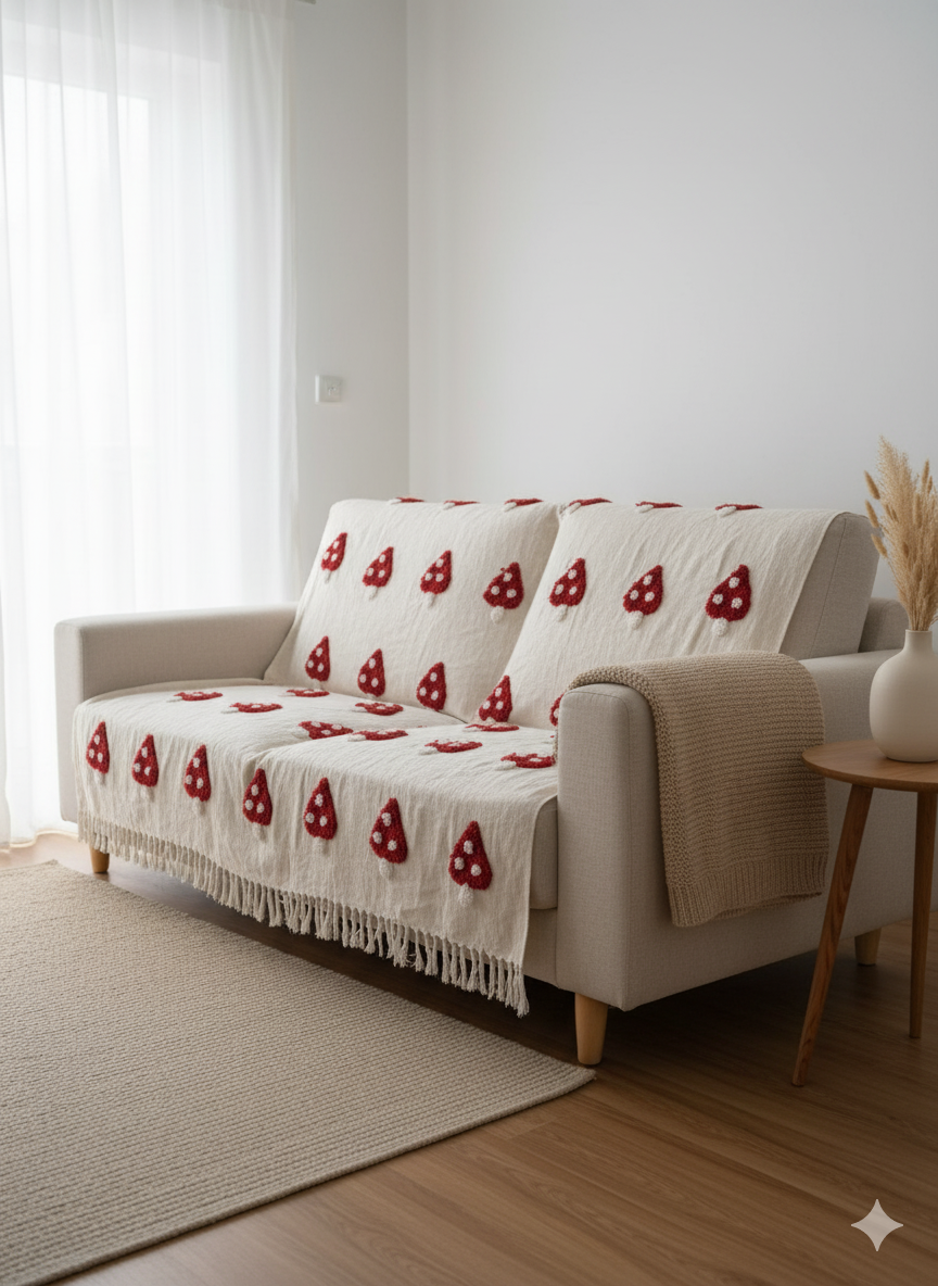Strawberry Tufted Sofa Throw