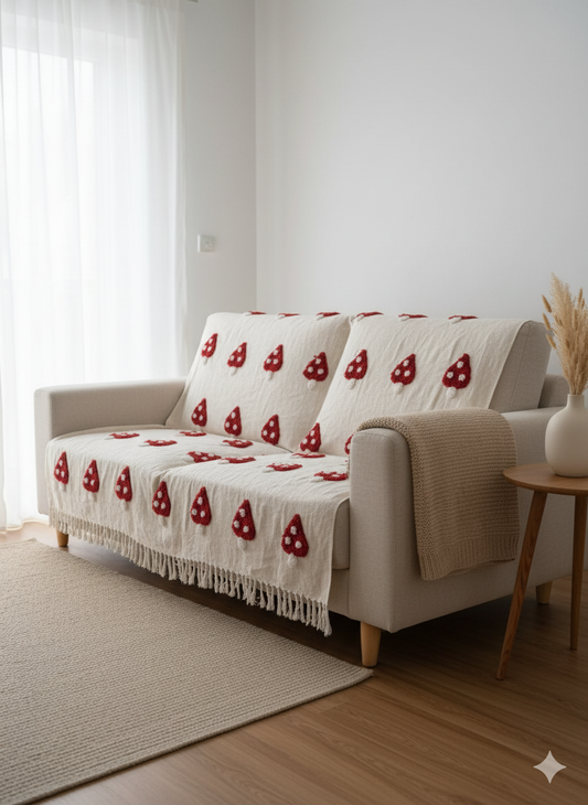 Strawberry Tufted Sofa Throw