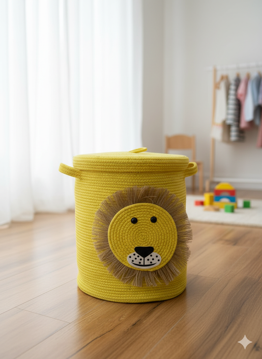 Lion Cotton Rope Laundry Basket