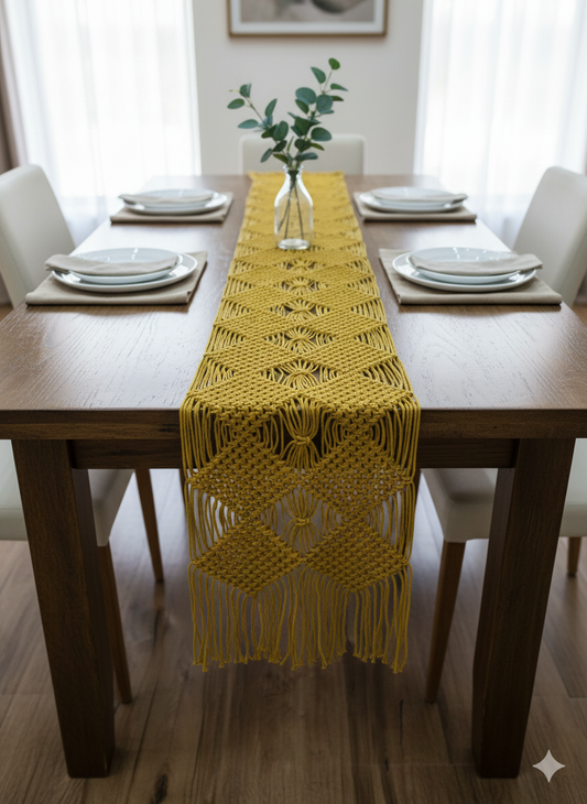 Mustard Macrame Table Runner