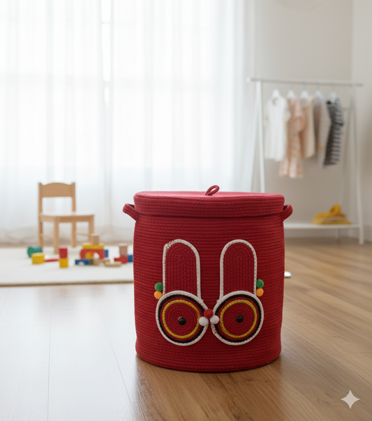 Red Cotton Rope Laundry Basket