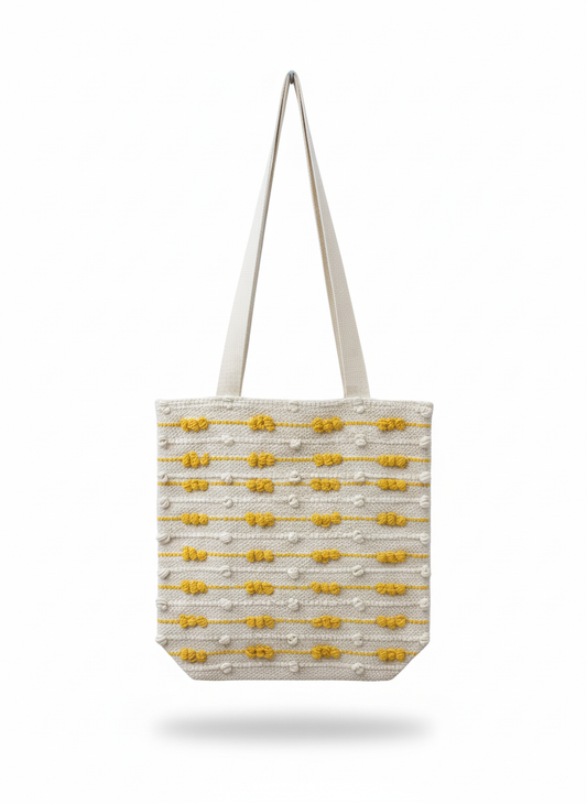 Mustard Dot Boho Tote Bag