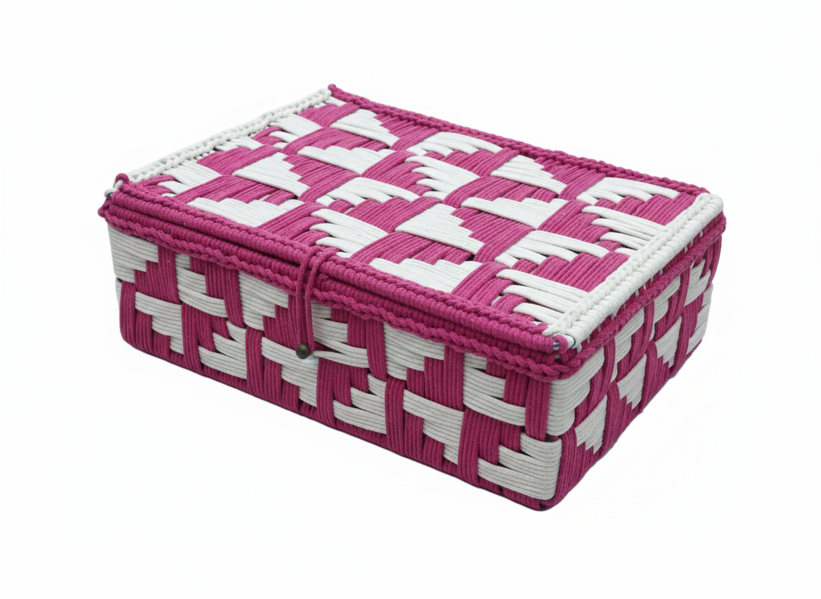 Pink Macrame Organizer Basket