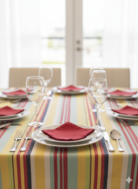Multi-Stripes Dining Set with 8 Napkins