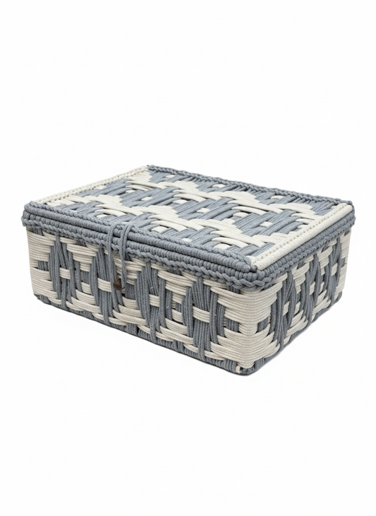 Grey Macramé Organizer Basket