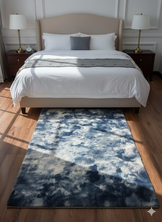 Textured Blue Rabbit Fur Rug 4*6