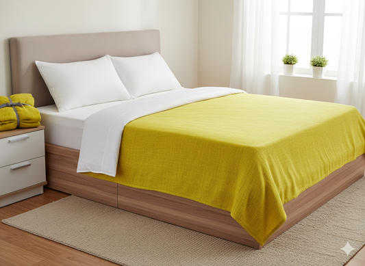 Slub Mustard Cotton Bedsheet