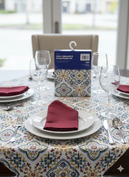 Multi-Colour Dining Set with 8 Napkins