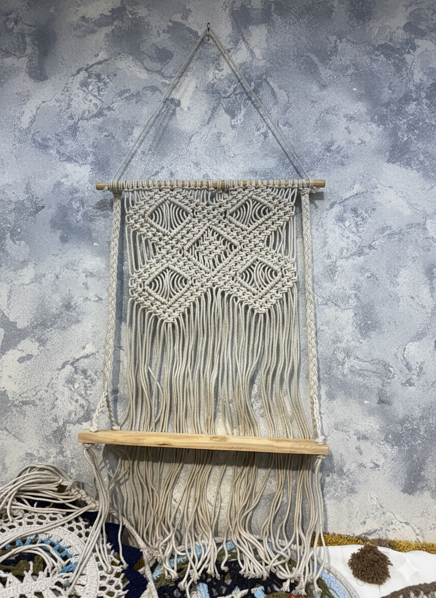 White Macrame Round Wall Hanging – 3 Feet Wide (Copy)