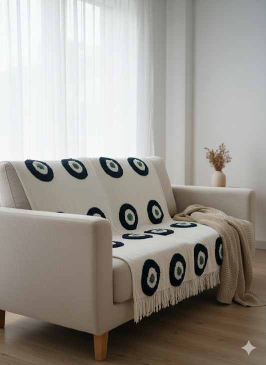 Evil Eye Tufted Sofa Throw