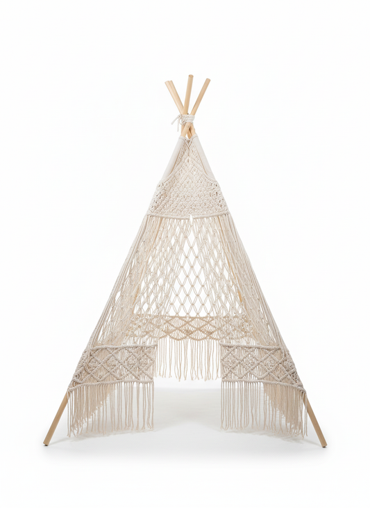4-Feet White Macrame Tepee Tent