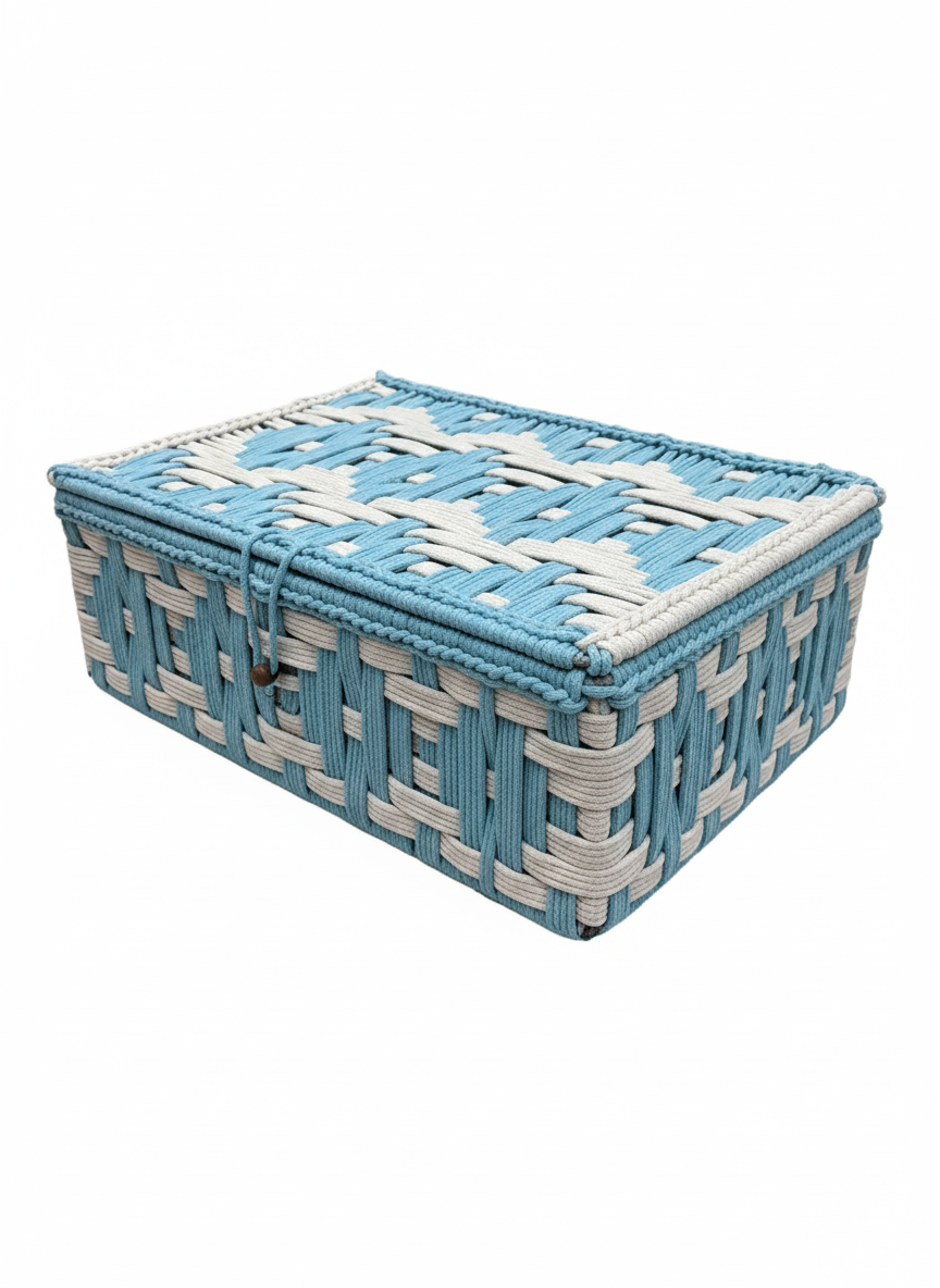 Sky Blue Macramé Organizer Basket